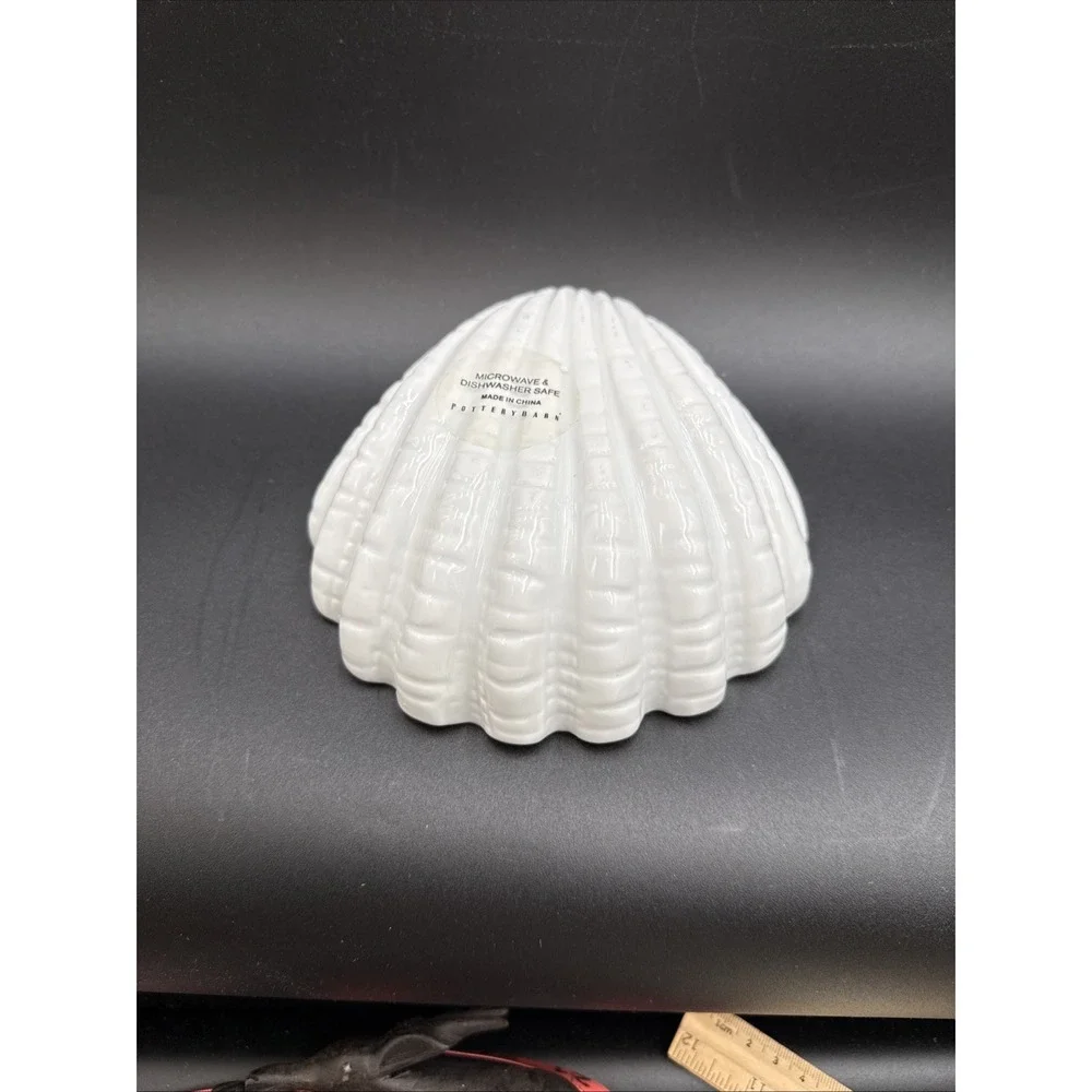 Pottery Barn White Clam Scallop Shell Appetizer / Soap Dish Discontinued EUC